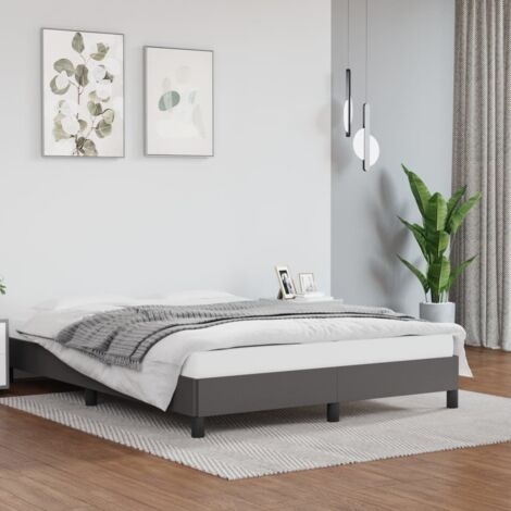 Cadre de Lit Grey 140x190 cm Similicuir avec Pieds Robustes et Lattes Contreplaqué - Pack Lit Fabricant (1/4)