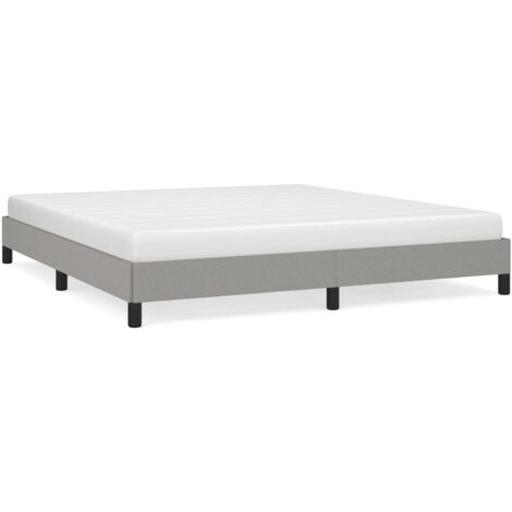 Cadre de lit gris clair 180x200 cm en tissu polyester avec pieds robustes et lattes de contreplaqué (1/4)