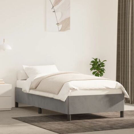 Cadre de lit 80x200 cm gris velours avec pieds robustes et lattes contreplaqué, sans matelas (1/4)