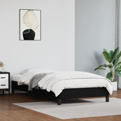 Cadre de lit similicuir noir 80x200 cm avec lattes en contreplaqué - Sommier design moderne et durable pour chambre (1/4)