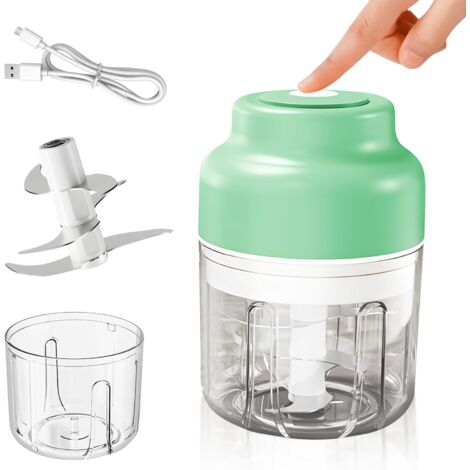 hachoir électrique,Hachoir Multifonction,Coupe Oignon,hachoir à oignons 320 ml,Hachoir à oignons USB,Hachoir électrique à petits oignons,Hachoir universel (avec 6 lames en acier inoxydable) (1/5)