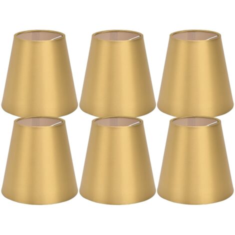 SJLERST 6 pièces E14 abat-jour tissu abat-jour lampe de Table plafonnier abat-jour pour chambre salon or PX153 (1/5)