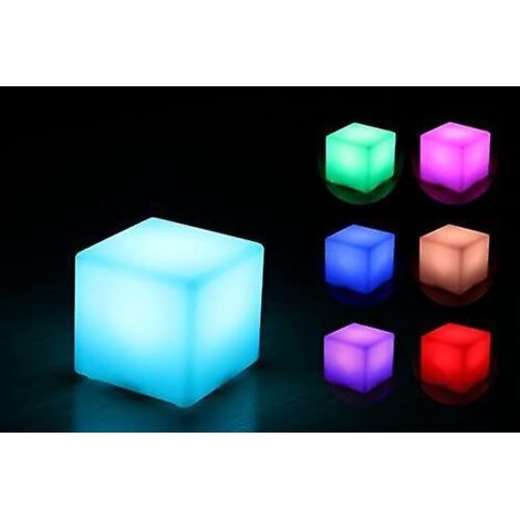 Lampe à poser cube lumineux LED 10 x 10 x 10 cm – 16 couleurs dimmables – Étanchéité IP65 – Matériau plastique sans BPA (1/5)