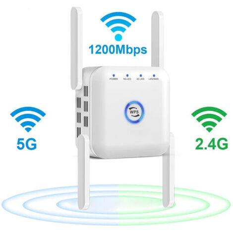 AC24 double bande répéteur amplificateur de signal wifi 1200M sans fil à travers le routeur mural répéteur Wifi (blanc) (1/5)