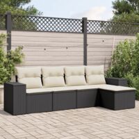Ensemble de jardin en résine tressée noire 5 places avec coussins déhoussables – Salon modulaire confortable pour terrasse