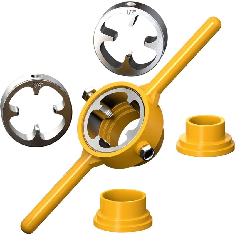 Outil de Fabrication Filetage en PVC,Enfileur Tuyaux,Kit D'Outils Plomberie, Matrices Rondes avec 3 1/2 Pouce,3/4 Pouces et 1 Pouce,Ensemble NPT 6 Pièces - 5