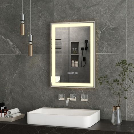 Miroir mural à led pour salle de bains 50 x 60 cm - Conforama