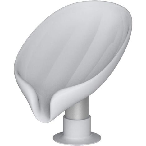 Barre de savon Porte-savon Porte-éponge vaisselle Plateau de vidange Soap Saver Rack, support Feuille Forme avec ventouse pour douche évier de cuisine Salle de bains 12cm (Gris)-Fei Yu (1/5)