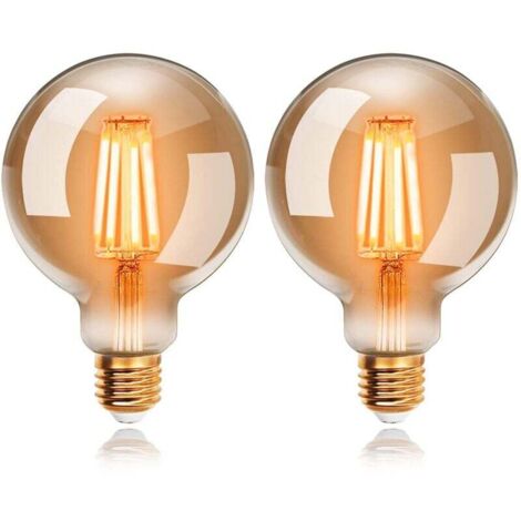 Lot de 2 Ampoules LED 6W Edison Vintage G95, Blanc Chaud 2200K E27, Equivalent à Ampoule Incandescente 48W, Rétro Antique Lampe décorative (1/4)