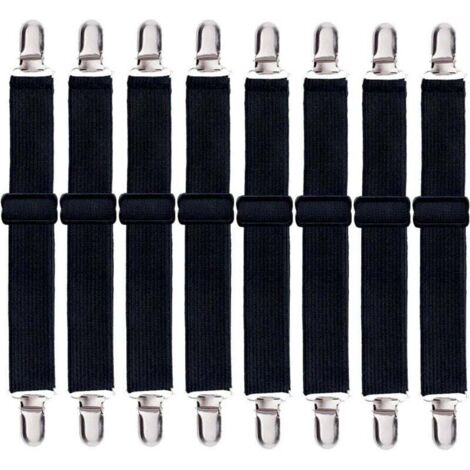 Lot de 8 sangles de drap de lit, clips de sangles de drap-housse réglables, support de clips de drap de lit robuste pour draps de lit, housses de matelas, canapé. (1/4)