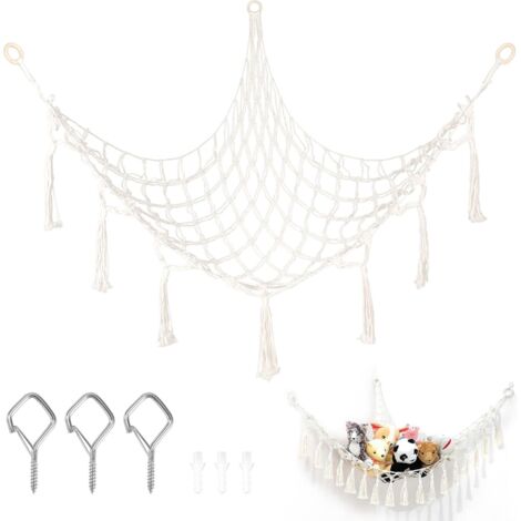 Jouet Hamac pour Animaux en Peluche Hamac en Rangement pour Jouet Filet Coin Suspendu Support de Rangement pour Chambre Enfant 150 100 100cm (1/5)