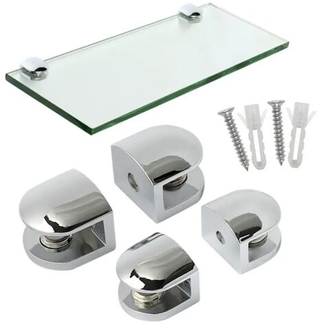 Dolaso – Pince à verre support d'étagère – Fixation murale réglable – Verre 8-10 mm – Alliage de zinc poli – Lot de 4 pièces - EBL1012-4P