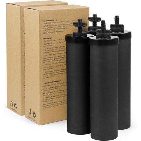 Crea – Lot de 4 filtres à eau par gravité – Compatible Berkey, Berkefeld, Doulton – Filtration 99,99 % des contaminants – Charbon actif et membrane UF (1/5)