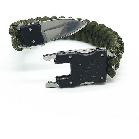 CREA Outdoor Supplies Umbrella Rope Bracelet Braided Knife Buckle Bracelet Pocket Knife Bracelet 2 Pieces Green