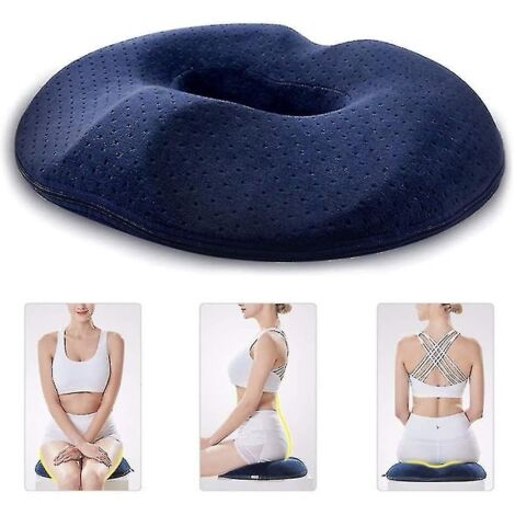 Crea – Coussin de siège en forme de donut pour hémorroïdes – Mousse médicale – Dimensions 44,5 x 35,5 x 6,5 cm – Soulagement des douleurs pelviennes