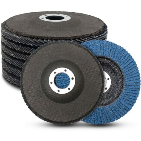 Disque à lamelles 125mm – Grain 40/60/80/120 – Pour ébavurage et polissage métal, bois, peinture – Lot de 8 disques abrasifs bleu (1/5)