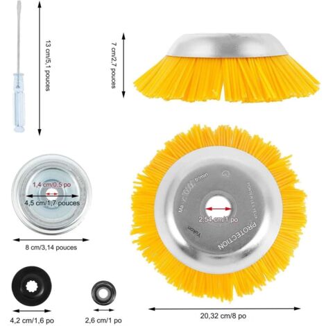 Brosse De Débroussailleuse À Gazon, 200X25.4Mm Brosse À Désherber Ronde