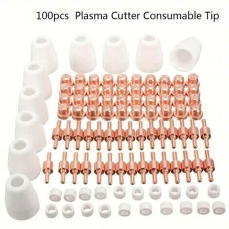 100 PCS Plasma Tip Buse électrode,Plasma Decoupe Electrode Tip Buse,Air Decoupe au Plasma Consommables,Decoupeur Plasma pour LG-40 PT-31 CUT40 CUT50