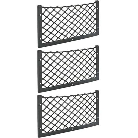 Dpzo – Lot de 3 filets de rangement pour voiture 36 x 18 cm – Maille élastique pour rangement bagages et magazines – Fixation robuste pour van et camping-car
