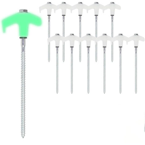 Lot de 12  Tente Stables Piquet de Tente a Visser Camping perçables Sardines Camping Robuste piquets de Sol antirouille 25cm Piquet de Camping (Blanc ）