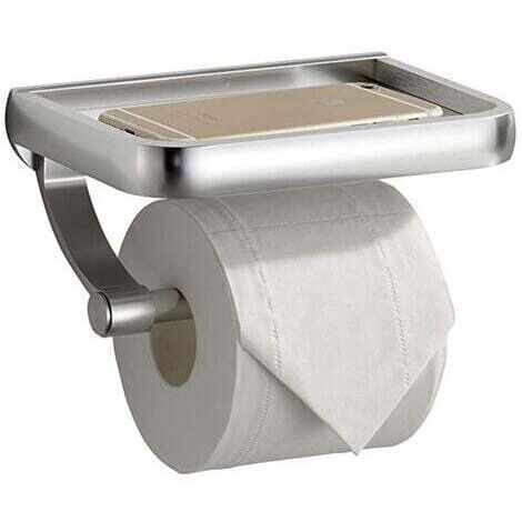 Porte Papier Toilette, Derouleur Papier Toilette WC avec Etagère,pour Cuisine et Salle de Bain,Argent (1/4)