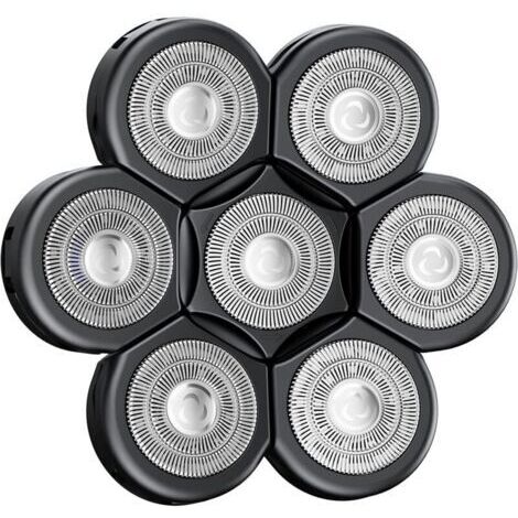 Tête Rasoir 7 têtes faciles à Installer Rasoir électrique Flottant Barbe Tondeuse à Cheveux Pratique Universel Double Anneau Lame Rasage Remplacement Durable Rapide (1/4)