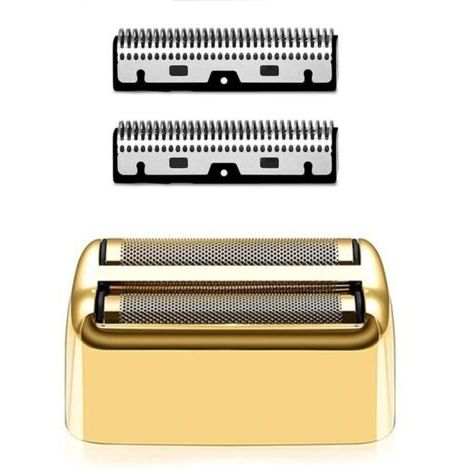 Tête de Rasoir électrique pièces, Rasoir Film et cutter de rechange Compatible avec le Rasoir pour BaBylissPro Barberology FX Metal Foil Shaver, FXFS1/FXFS2 Rasoir Shaver (doré) (1/4)
