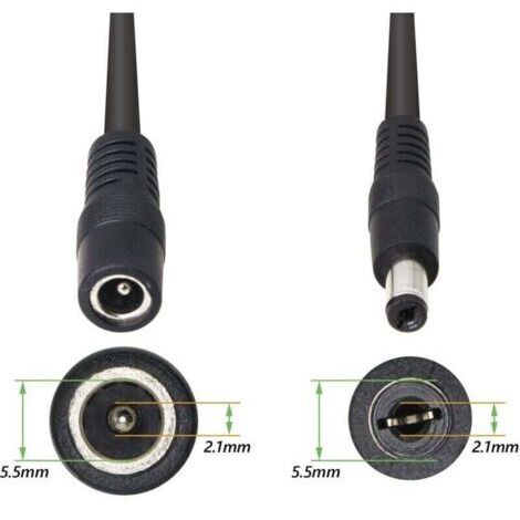 5.5/2.1MM 12V DC câble d'alimentation Splitter 1 mâle à 2 connecteurs Femelles CCTV DC Splitter 1 mâle à 2 Splitter câble Femelle (0,3M) (1/4)