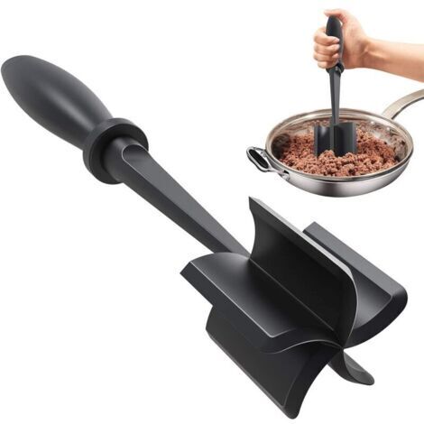 Hachoir à viande 5 lames - Spatule de cuisine - Hachoir à viande hachée - Pour hamburger haché et bœuf haché - Ustensiles de cuisine antiadhésifs (noir) (1/5)