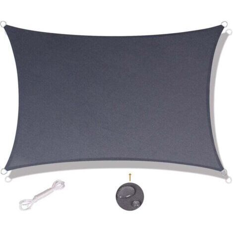 Voile d'ombrage rectangulaire 2x2m étanche et résistante aux UV, convient pour balcon terrasse de jardin, gris (1/5)