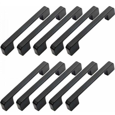 10pcs Poignée Meuble Entraxe 128mm-Poignée Porte Cuisine Noire Poignee Barre Meuble Poignee De Cuisine Noire 128mm (1/4)