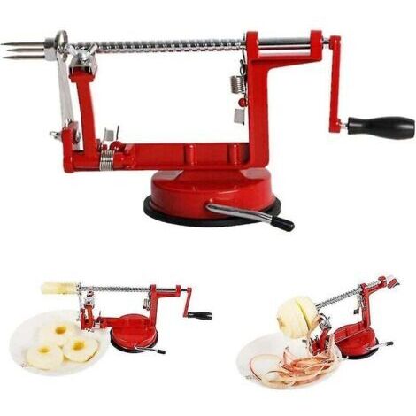 Apple Peeler Corer SlicerÉplucheurs 3 en 1 en acier inoxydable avec spirale durable à base d'aspiration Éplucheurs de pommes multicolores Slicercast Iron (1/5)