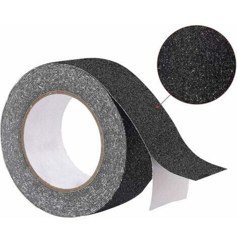 Bande Antiderapante Escalier 5 m x 2,5 cm, Ruban Adhésif Antidérapant Noir, Bande Adhesive Antiderapante pour Extérieur et Intérieur, Scotch Antiderapant Ruban Antidérapant Imperméable (1/5)