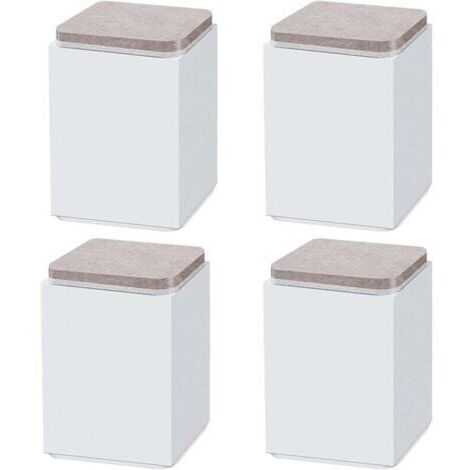 (Blanc 10cm) 4PCS pieds de support de meuble, booster en acier carbone auto-adhésif, carré 6x6cm, pour canapé, lit, meuble TV, booster de meuble, hauteur 5cm/10cm, noir/blanc/marron (1/3)