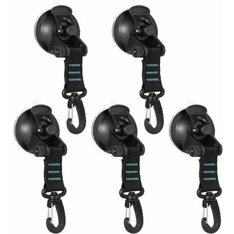 Ventouse sous vide robuste avec crochet, crochets de ventouse solides amovibles, crochet de fixation réutilisable polyvalent pour extérieur, voiture, camping, auvent (1/5)