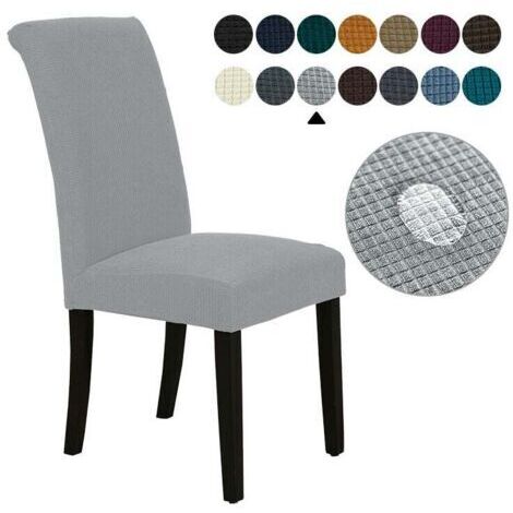 Housse de Chaise 6 Pièces Salle à Manger Jacquard Extensible Amovible Lavable Couverture de Chaise Univers Protection de Chaise pour Mariage, Cuisine, Banquet (6Pièces,Argent)-M (1/5)