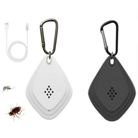 pièces (blanc + noir) répulsif anti-moustiques à ultrasons portable répulsif anti-moustiques électronique tueur de moustiques électronique chargement USB, pratique et portable pour anti-moustiques ant (1/5)