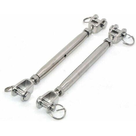 Lot de 2 tendeurs à mâchoires M6 en acier inoxydable 304 avec fermoir magnétique,tendeur de câble en acier inoxydable, tendeur fil avec embouts soudés et fermés,Vis de fermeture en inox Tendeur de boul (1/5)