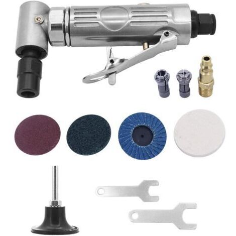 Meuleuse d'angle , 1/4" 90psi (6.35 Bar) 20 000 tr/min avec 4 Disques Différents 2 Mandrins 3mm/6mm pour Préparer les Surfaces à Souder (1/4)