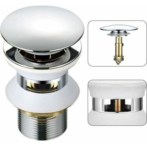 Bonde de lavabo avec trop-plein pop-up automatique – Laiton chromé – Hauteur 98 mm – Diamètre 66 mm – Installation facile 1-1/4 - BAIN 1-1 (1/5)