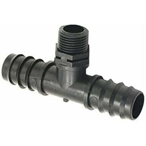 10pcs Homme 1/2 à 25 mm de tuyau cranté T Connecteurs eau Splitter 2 voies for tuyau d'arrosage Connecteur Diviseur eau Durable (Color : 1I2 to 25mm)
