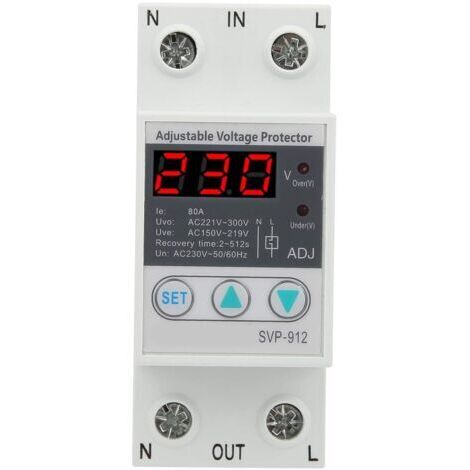 Régulateur De Tension 230v, Contre Les Surtensions Relais De Protection De Récupération Réglable Voltmètre Svp-912(63a) (1/5)