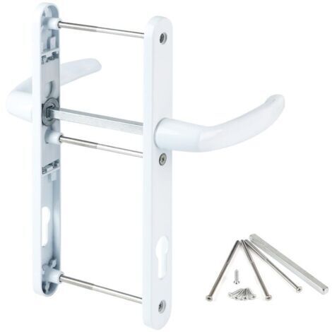 Poignée de porte 92 mm - Blanc - Accessoires de montage inclus - Aluminium - Longueur totale : 250 mm - Pour portes d'entrée, intérieures et de terrasse (1/4)