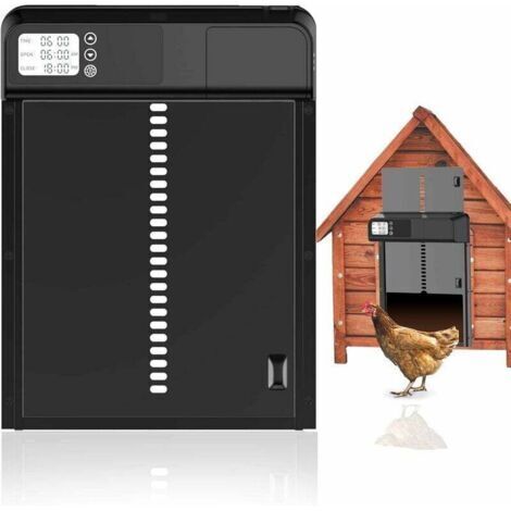 Automatique Etanche avec Capteur de Lumière Porte De Poulailler, Porte de Poulailler Automatique, Porte Automatique Poulailler avec Minuterie et Manuel en Aluminium (1/4)