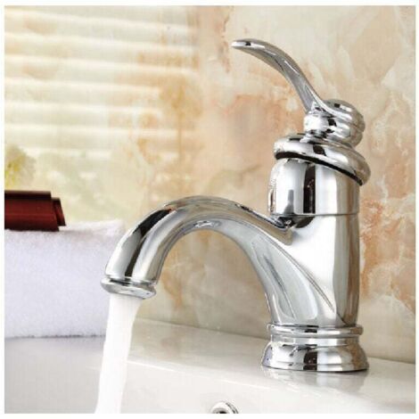Robinet simple de lavabo – Installation monotrou – Finition chrome – Cartouche en céramique – Arérateur anticalcaire (1/5)