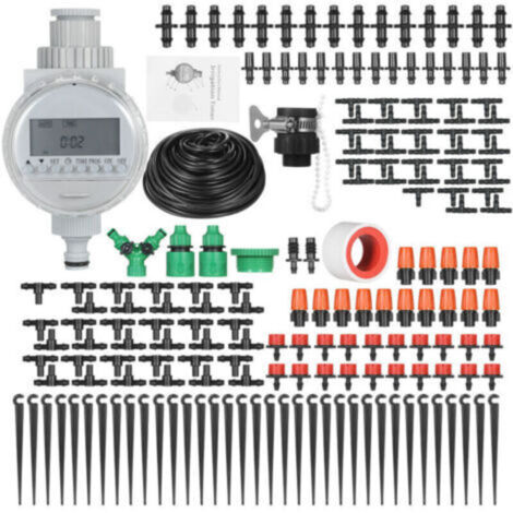 Kit d'irrigation goutte à goutte pour plantes avec système d'arrosage automatique électronique et minuterie d'irrigation brumisateur goutteurs 40 mètres de tuyau pour jardin pelouse terrasse (1/5)