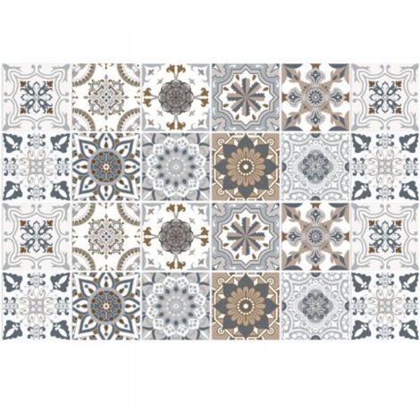 Carrelage Adhésif 20x20 Style Industriel Credence Adhesive pour Cuisine Brique,24 Pcs Stickers Muraux Salle de Bains Cuisine Carrelage Adhesif Mural avec Motifs de Carrelage Dalle Pvc Adhesi (1/5)