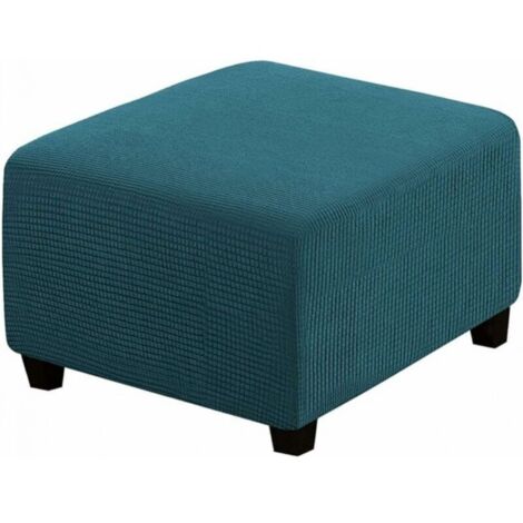 Housse de tabouret carrée élastique pour tabouret de rangement et repose-pieds (bleu foncé) (1/5)