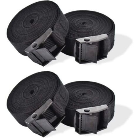 Sangle d'Arrimage, 4 Pièces Sangle de Serrage à Cliquet Sangles de Verrouillage Sangle avec Boucle de Serrage Sangle de Fixation pour Moto Voiture, Porte Vélo Bagages 2,5 cm x 1 m