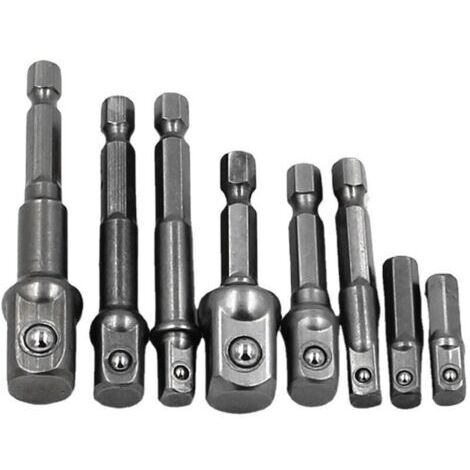 Pièce de rechange pour M.C. 8 pièces pour tournevis, clé, tige d'extension en acier au chrome vanadium, tige hexagonale, jeu de forets, adaptateur de douille durable pour bricolage (1/4)